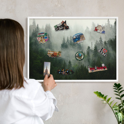 Tableau mural pour aimants dans un cadre noir Magie de la forêt