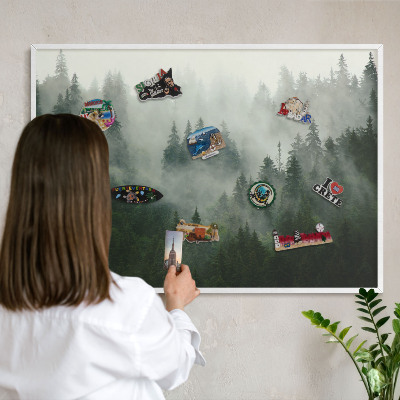 Tableau mural pour aimants dans un cadre noir Magie de la forêt