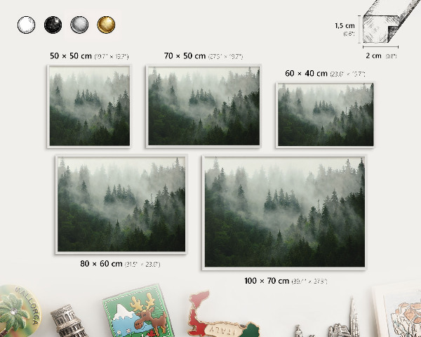 Tableau mural pour aimants dans un cadre noir Magie de la forêt