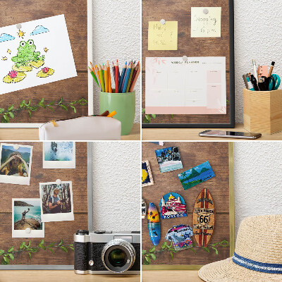 Panneau magnétique décoratif cadre noir Nature du bois