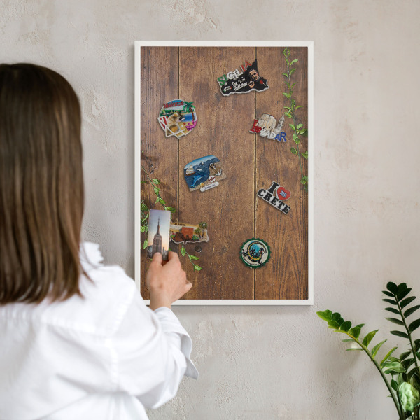 Panneau magnétique décoratif cadre noir Nature du bois