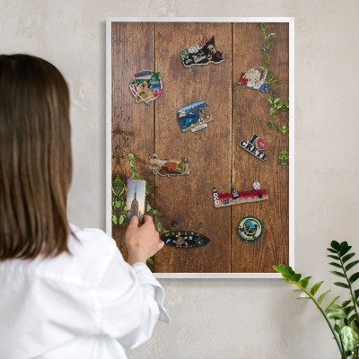 Panneau magnétique décoratif cadre noir Nature du bois