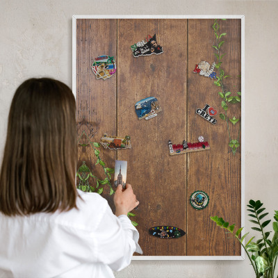 Panneau magnétique décoratif cadre noir Nature du bois