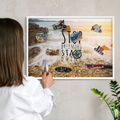 Tableau mural pour aimants dans un cadre noir Thème côtier