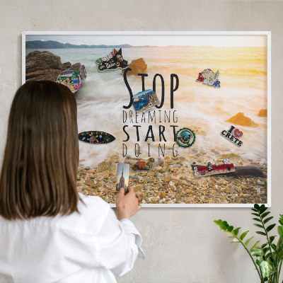 Tableau mural pour aimants dans un cadre noir Thème côtier