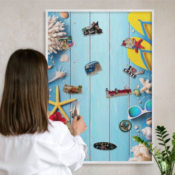 Panneau magnétique décoratif cadre noir Plage de vacances