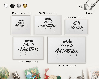Tableau mural pour aimants dans un cadre noir L'aventure vous attend