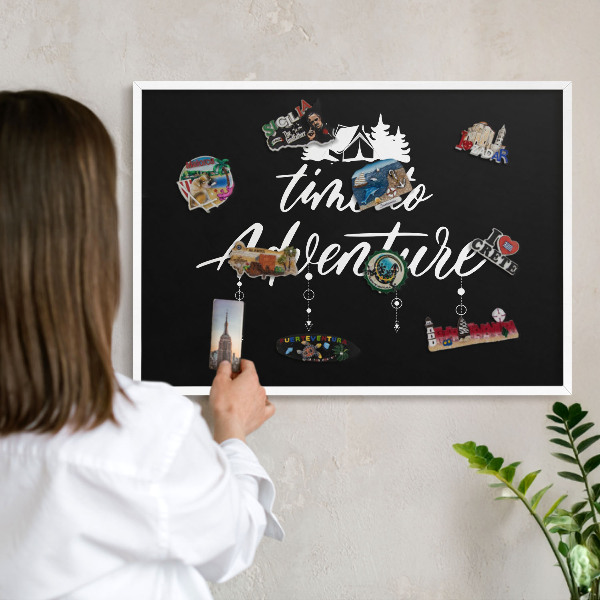 Panneau magnétique décoratif cadre noir L'aventure vous attend