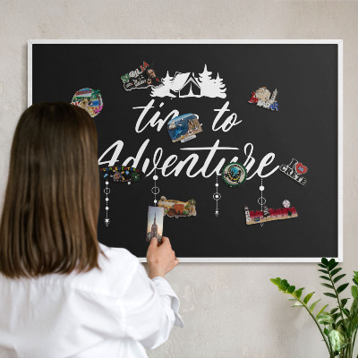 Panneau magnétique décoratif cadre noir L'aventure vous attend