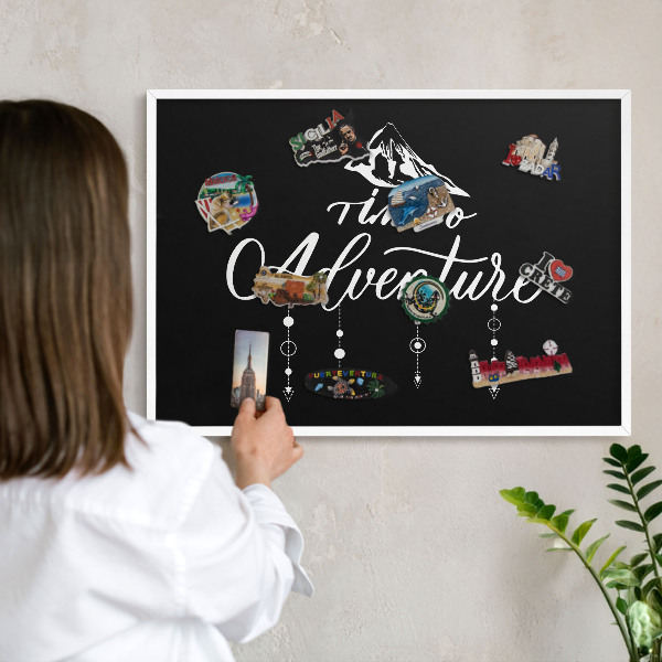 Panneau magnétique décoratif cadre noir L'aventure vous attend