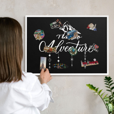 Panneau magnétique décoratif cadre noir L'aventure vous attend