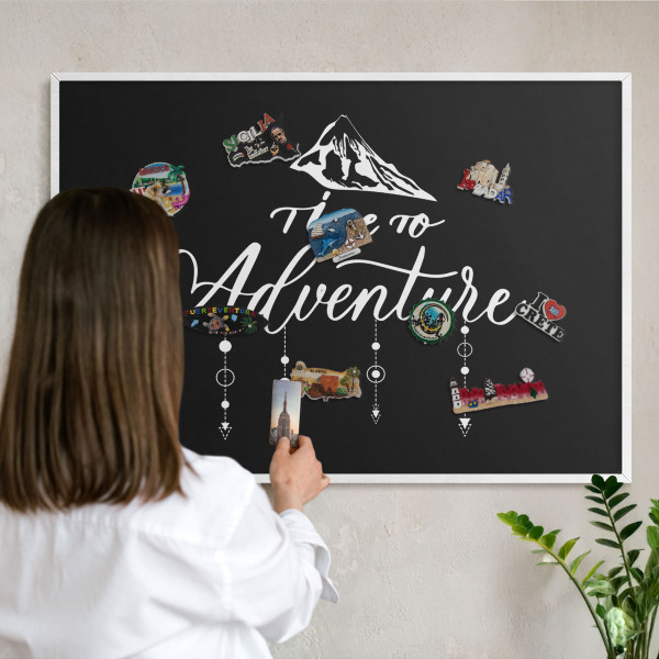 Panneau magnétique décoratif cadre noir L'aventure vous attend