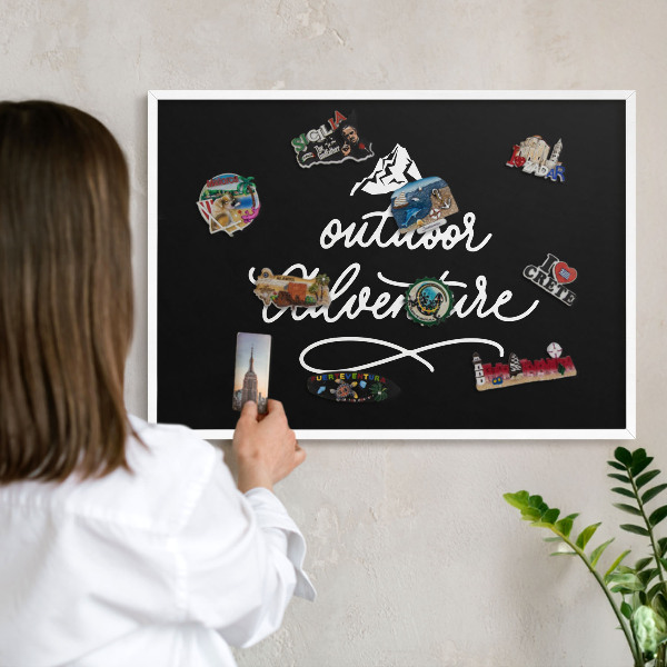 Panneau magnétique décoratif cadre noir Aventure en plein air