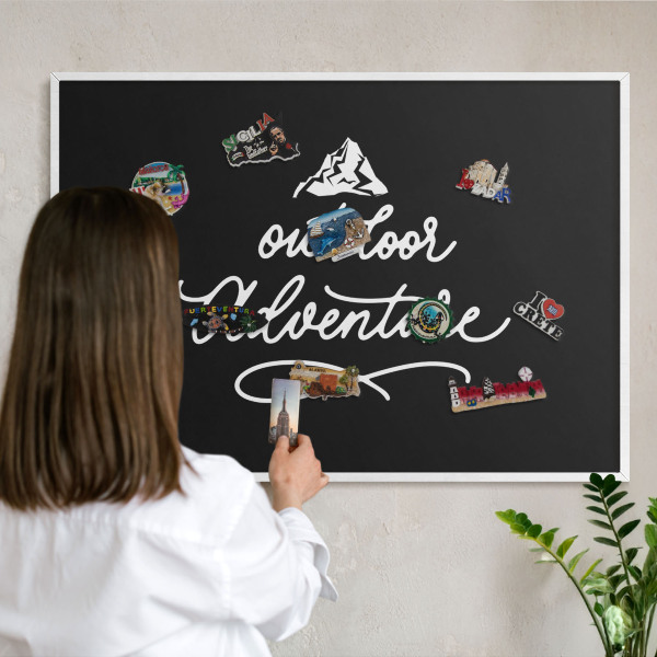 Panneau magnétique décoratif cadre noir Aventure en plein air