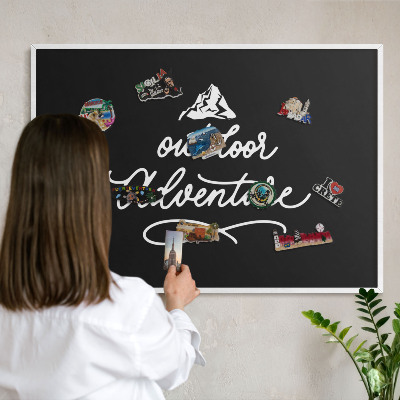 Panneau magnétique décoratif cadre noir Aventure en plein air