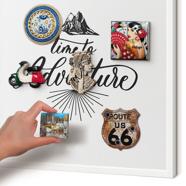 Tableau mural pour aimants dans un cadre noir Le voyage de découverte