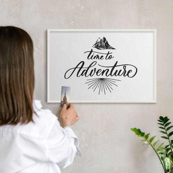 Tableau mural pour aimants dans un cadre noir Le voyage de découverte