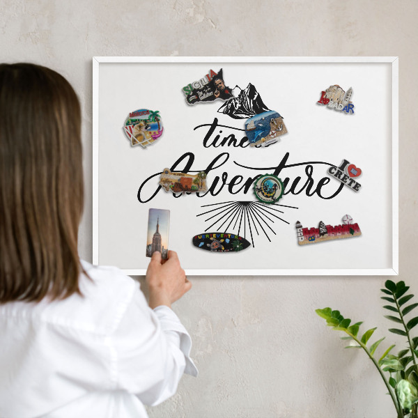 Tableau mural pour aimants dans un cadre noir Le voyage de découverte