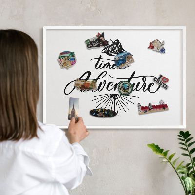 Tableau mural pour aimants dans un cadre noir Le voyage de découverte