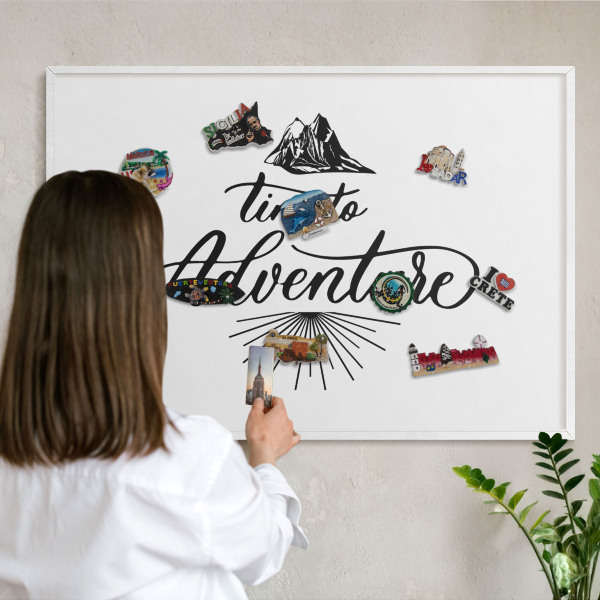 Tableau mural pour aimants dans un cadre noir Le voyage de découverte