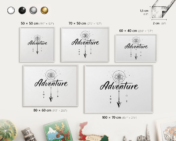 Tableau mural pour aimants dans un cadre noir Thème aventure