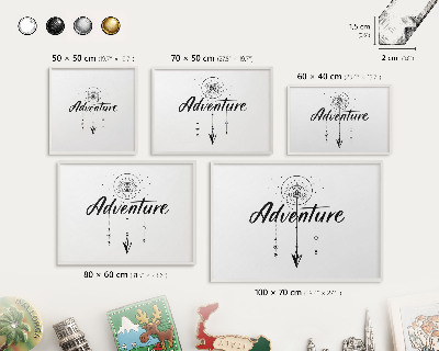 Tableau mural pour aimants dans un cadre noir Thème aventure