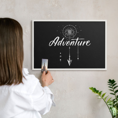 Panneau magnétique décoratif cadre noir L'aventure vous attend