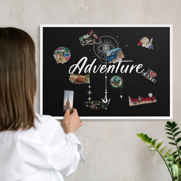 Panneau magnétique décoratif cadre noir L'aventure vous attend