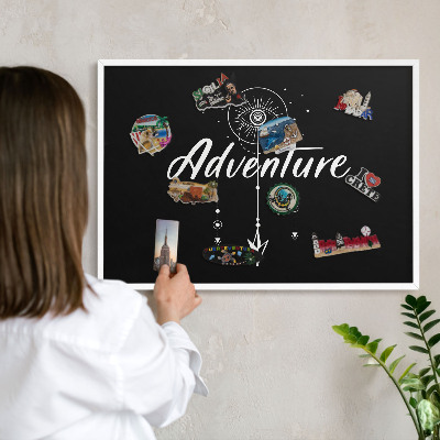 Panneau magnétique décoratif cadre noir L'aventure vous attend