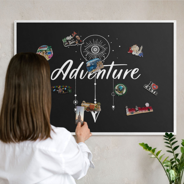 Panneau magnétique décoratif cadre noir L'aventure vous attend