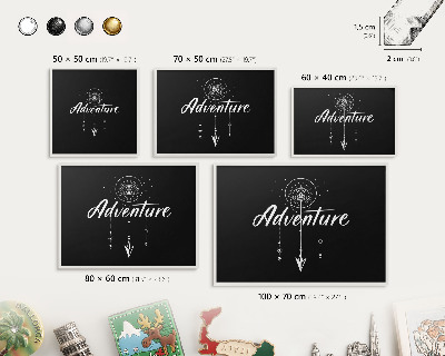 Panneau magnétique décoratif cadre noir L'aventure vous attend