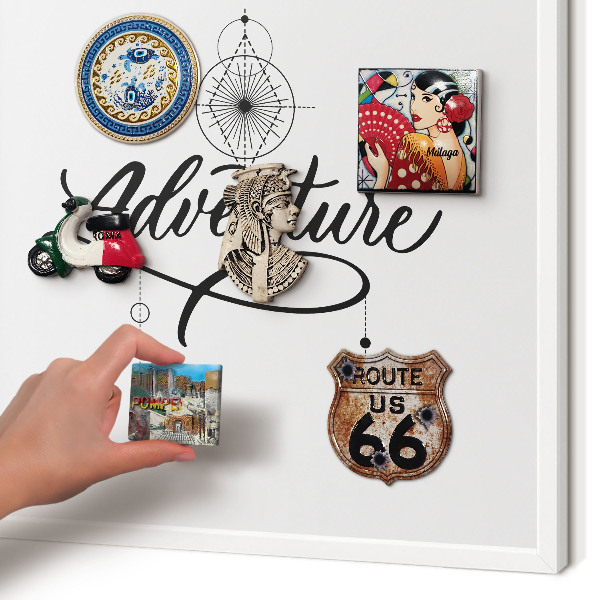 Tableau mural pour aimants dans un cadre noir Aventure typographique