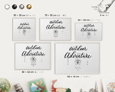 Tableau mural pour aimants dans un cadre noir Aventure en plein air