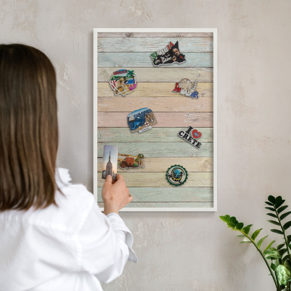 Tableau mural pour aimants dans un cadre noir Planches rustiques