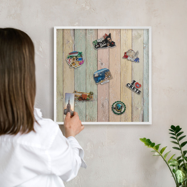 Tableau mural pour aimants dans un cadre noir Planches rustiques