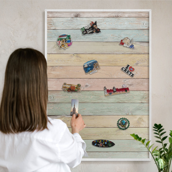 Tableau mural pour aimants dans un cadre noir Planches rustiques