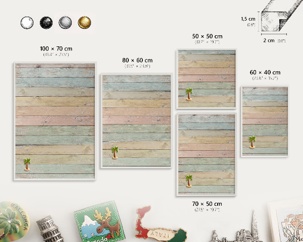 Tableau mural pour aimants dans un cadre noir Planches rustiques