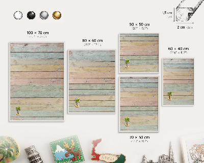 Tableau mural pour aimants dans un cadre noir Planches rustiques