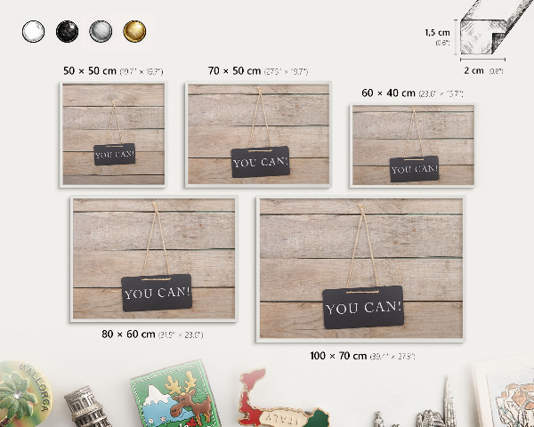 Tableau mural pour aimants dans un cadre noir De la motivation au quotidien