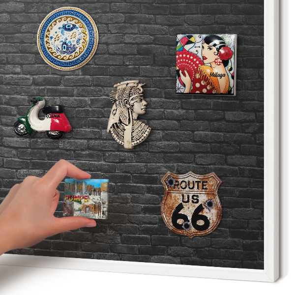 Tableau mural pour aimants dans un cadre noir Mur de briques