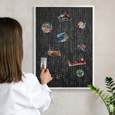 Tableau mural pour aimants dans un cadre noir Mur de briques