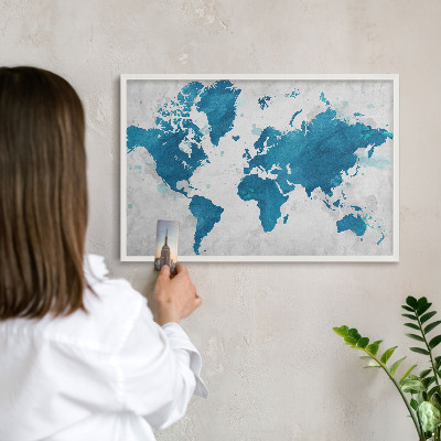 Tableau mural pour aimants dans un cadre noir Carte à l'aquarelle