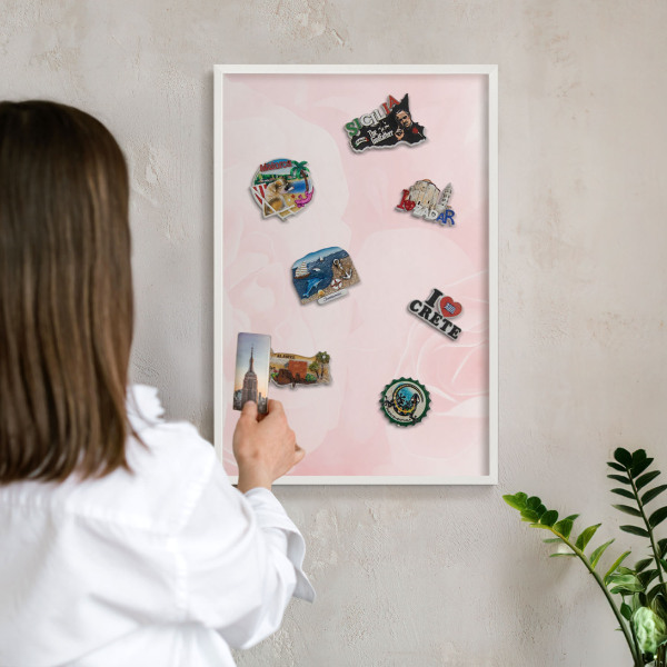 Panneau magnétique décoratif cadre noir Rose délicat