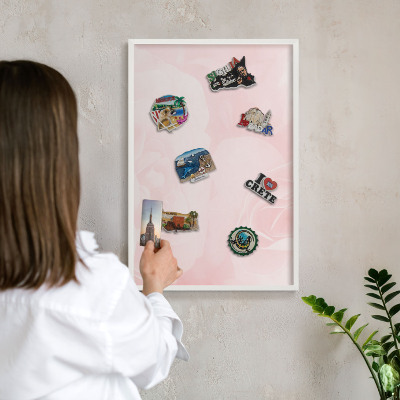 Panneau magnétique décoratif cadre noir Rose délicat