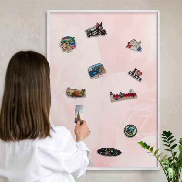 Panneau magnétique décoratif cadre noir Rose délicat
