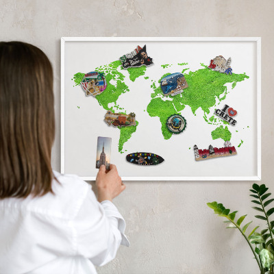 Tableau mural pour aimants dans un cadre noir Carte verte
