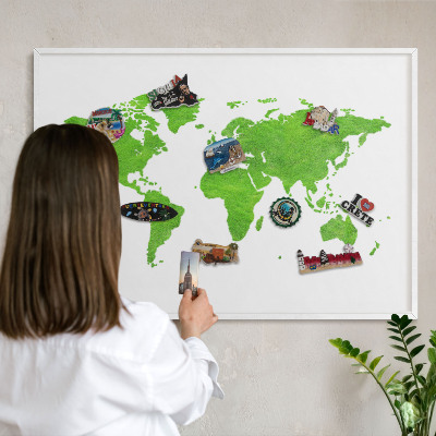 Tableau mural pour aimants dans un cadre noir Carte verte