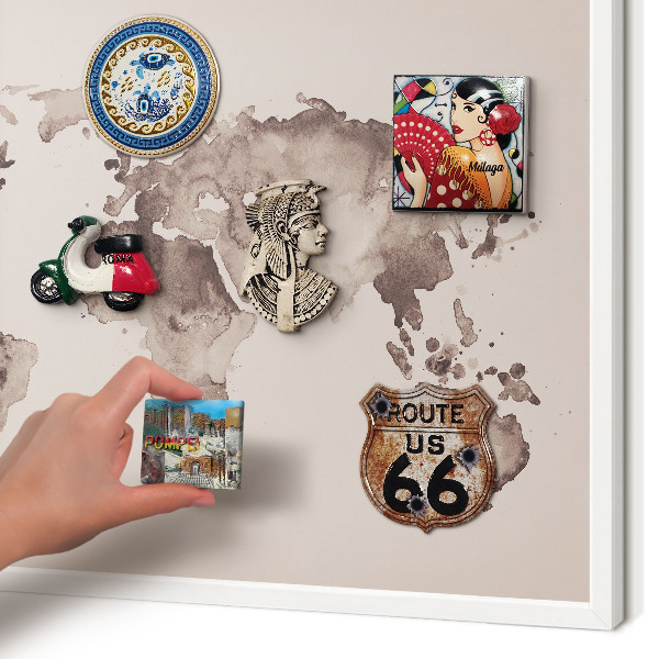Panneau magnétique décoratif cadre noir Carte du monde