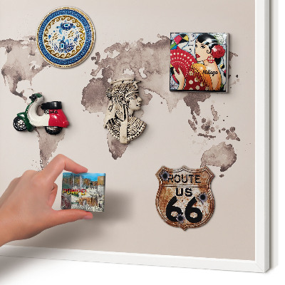 Panneau magnétique décoratif cadre noir Carte du monde