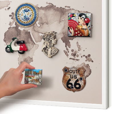 Panneau magnétique décoratif cadre noir Carte du monde